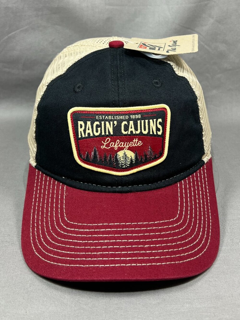 Louisiana Ragin Cajuns The Game Trucker Hat Black Beige Mesh Snapback Dad Cap